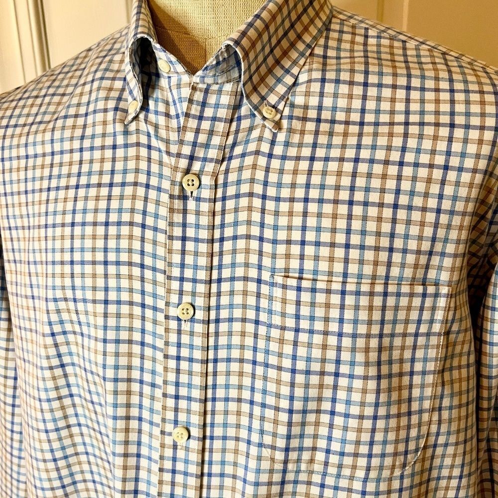 EUC Men's Peter Millar Nanoluxe Easycare Plaid Check Button Down Shirt Size XL‎ - Picture 3 of 4